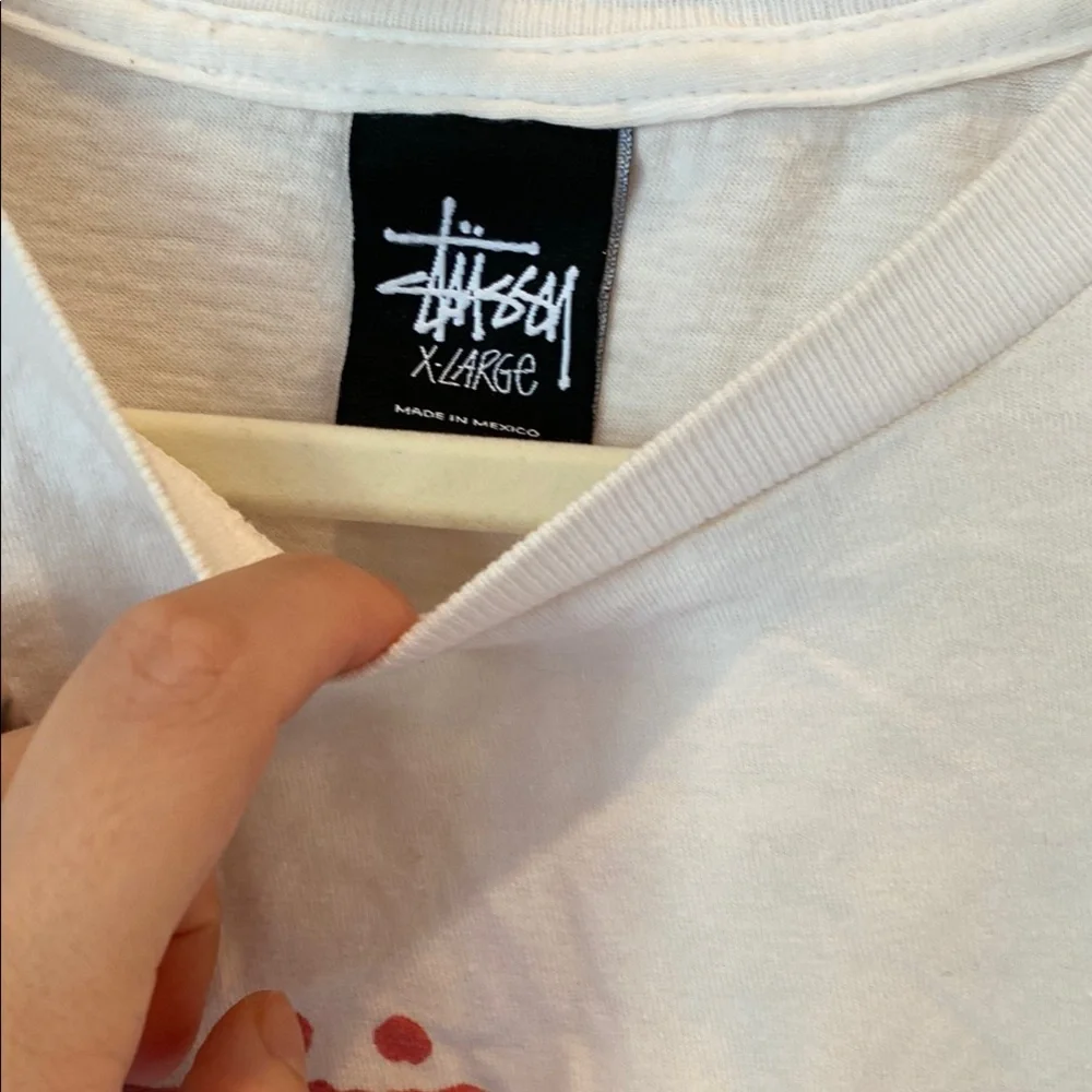 Stussy White Short Sleeve Tee with Bold Graphic Design - Picture 3 of 5